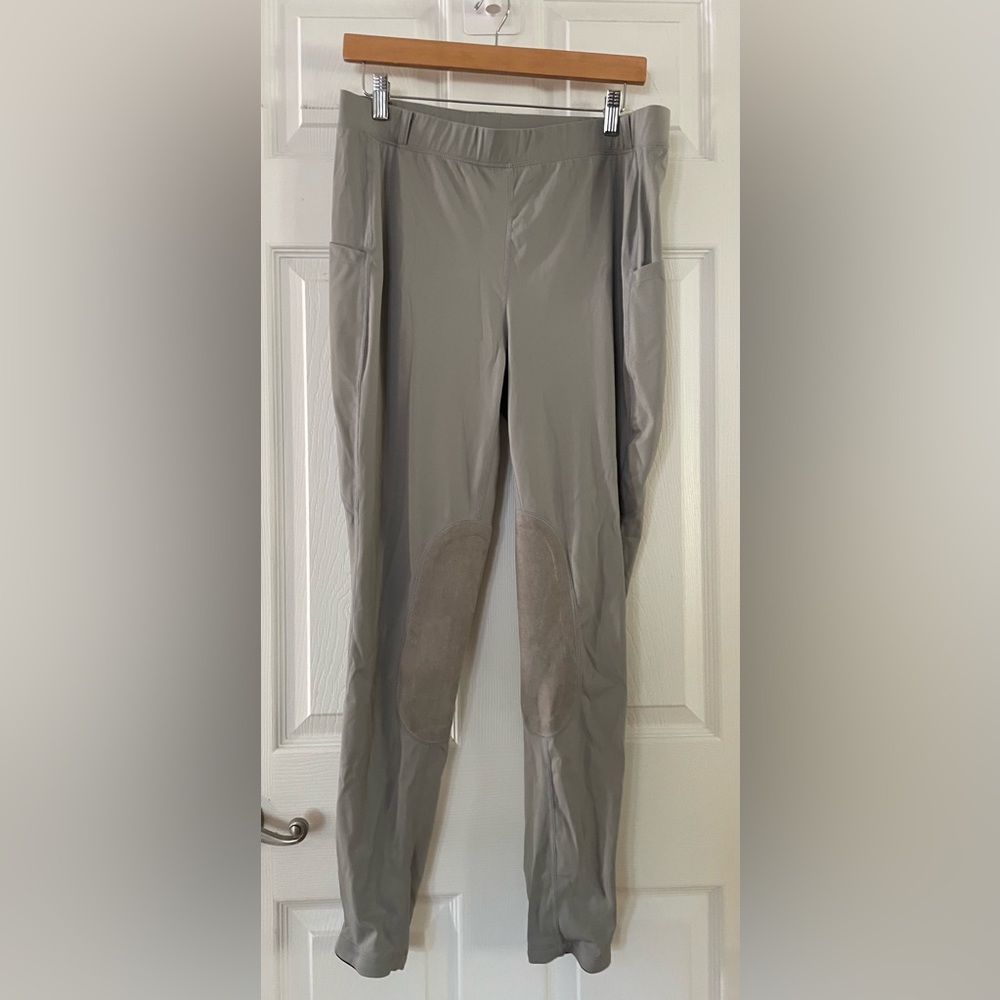Baleaf Womens Breeches in Light Gray with Suede Knee Patches